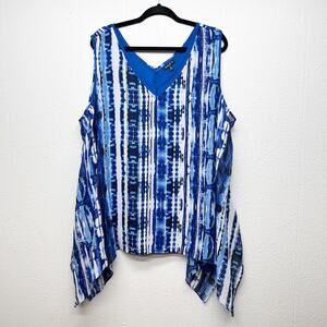 Sami & Jo Sharkbite Hem Sheer Top Womens 3X Art Summer Beachy Cruise Party Chic